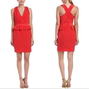 NWT MAJE Structured Peplum Robe Dress in Framboise